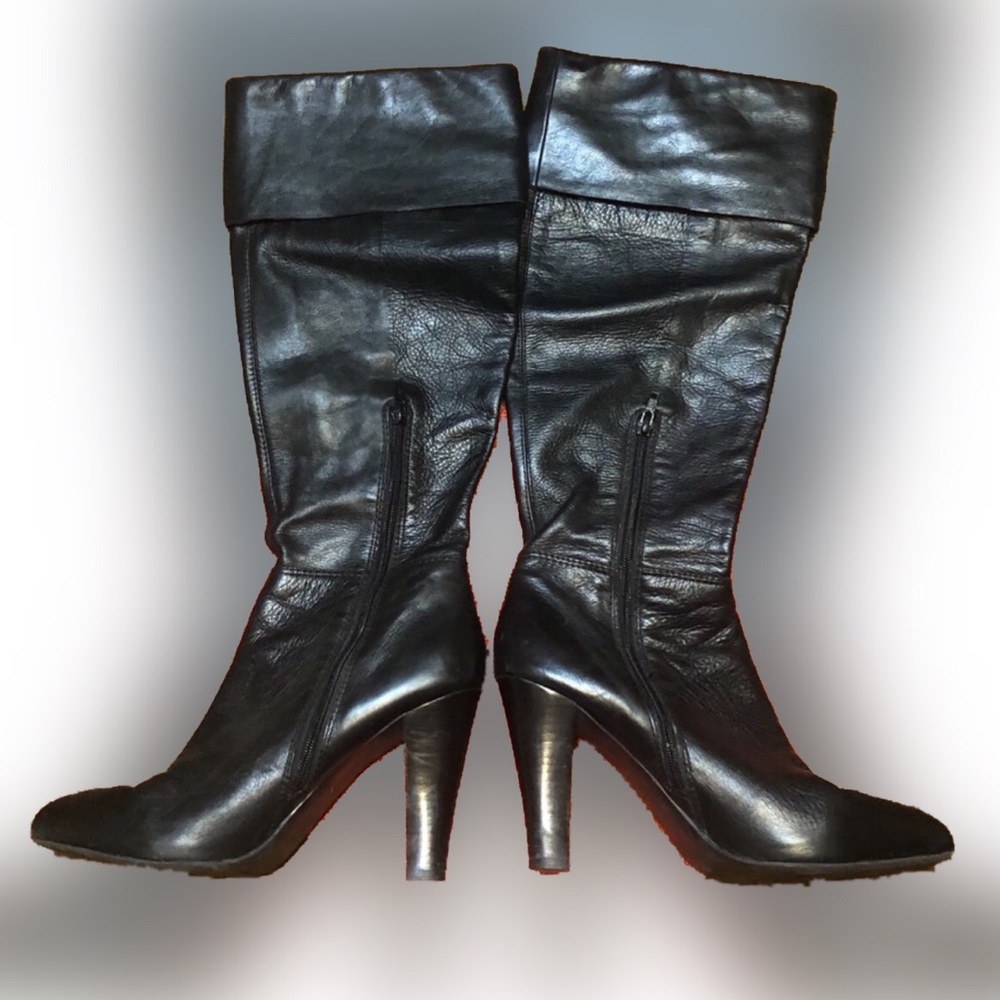 Nine West knee hi leather boot black sz9.5 EUC - Picture 7 of 7
